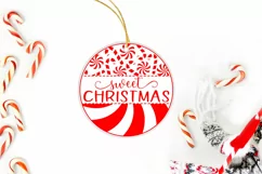 Christmas round sign SVG Sweet Christmas witn Candy Cane Product Image 4