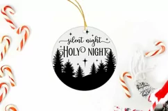 Christmas round sign svg door hanger Silent night Holy Night Product Image 2