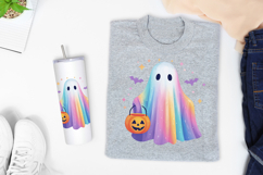 Cute Ghost with Pumpkin PNG - Trendy Halloween Sublimation Product Image 2