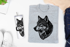 Wolf Head Linocut Sublimation Design Product Image 2