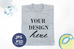 Father's Day Gray T-shirt Mockup, Folded T-shirt Mockup PSD Product Image 1