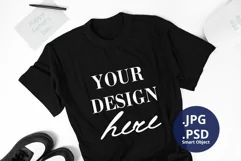 Black T-shirt Mockup Father's Day, Men's T-shirt Mockup PSD Product Image 1