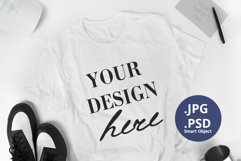White T-shirt Mockup Father's Day, Dad T-shirt Mockup PSD Product Image 1