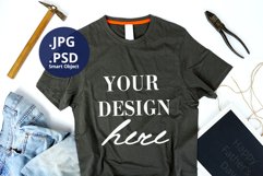 Dark Gray T-shirt Mockup Father's Day, Dad T-shirt Mockup Product Image 1