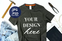 Dark Gray T-shirt Mockup Father's Day, Dad T-shirt Mockup Product Image 1