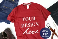 Dark Red T-shirt Mockup Father's Day, Dad T-shirt Mockup PSD Product Image 1