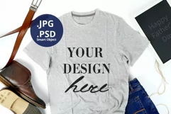 Father's Day Gray T-shirt Mockup, Dad T-shirt Mockup PSD JPG Product Image 1