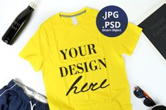 Father's Day Yellow T-shirt Mockup, Men's accessories mockup Product Image 1