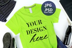 Father's Day Neon Green T-shirt Mockup, Lime t-shirt mockup Product Image 1
