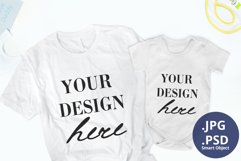 Mens White T-shirt & Baby bodysuit Mockup Father's Day, PSD Product Image 1