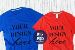 4th of July Couple T-shirts Mockup, Patriotic apparel mockup Product Image 1