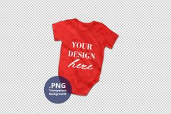 Red baby bodysuit Mockup Transparent background PSD Product Image 1