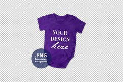 Purple baby bodysuit Mockup Transparent background PSD PNG Product Image 1