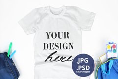 White t-shirt mockup for Boy, Back to school mockup PSD Product Image 1