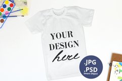 White School t-shirt mockup, Painting Accessories background Product Image 1