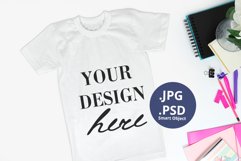 School Girls t-shirt mockup, Pink Accessories background Product Image 1