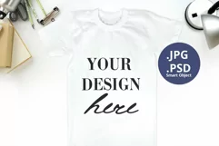 White t-shirt mockup Back to school, Kids T-shirt Mockup Product Image 1