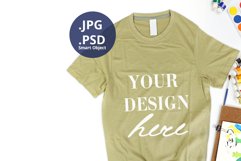 Sand color t-shirt mockup Back to school, Fine Arts painting Product Image 1
