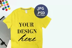 Yellow t-shirt mockup Back to school Watercolor painting set Product Image 1