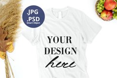 T-shirt mockup Thanksgiving Flatlay, White T-shirt mockup Product Image 1