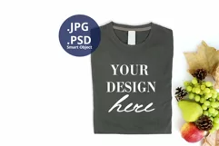 Autumn & Thanksgiving T-shirt mockup Dark Gray, Fall mockup Product Image 1