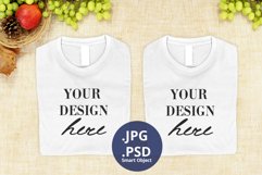 Two White T-shirts mockup PSD, Fall Autumn Thanksgiving Product Image 1