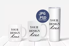 11oz & 15oz mug mockup, 20oz Skinny tumbler mockup full wrap Product Image 1
