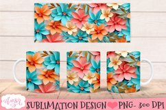 Floral 3D mug Wraps for Sublimation BUNDLE paper cut effect Product Image 3