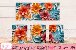 Floral 3D mug Wraps for Sublimation BUNDLE paper cut effect Product Image 6