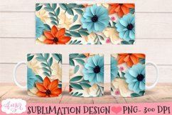 3D floral mug wrap design for sublimation | paper flowers Product Image 1