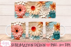 Floral 3D mug Wraps for Sublimation BUNDLE paper cut effect Product Image 7