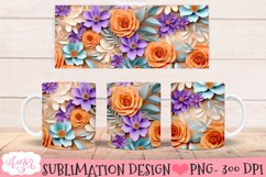 Floral 3D mug Wraps for Sublimation BUNDLE paper cut effect Product Image 8