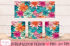 Floral 3D mug Wraps for Sublimation BUNDLE paper cut effect Product Image 9