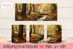 Watercolor forest stream mug wrap for sublimation Product Image 1