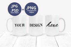 15oz Mug mockup Full Wrap, 3 mugs Mockup PSD transparent PNG Product Image 1