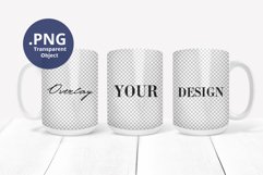 15oz Mug mockup Full Wrap, 3 mugs Mockup PSD transparent PNG Product Image 4