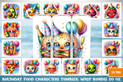 Birthday Food Character Tumbler Wrap Bundle PNG 20 oz Product Image 1