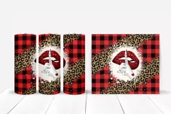 Snarky Red Buffalo Plaid & Leopard Print Tumbler Wrap PNG Product Image 3
