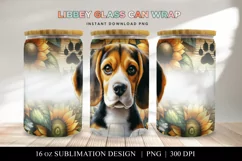 Beagle Libbey Glass Can Wrap, Dog Sunflower PNG Product Image 1