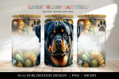 Rottweiler Libbey Glass Can Wrap, Dog Sunflower PNG Product Image 1