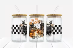Tis The Season Halloween 16 oz Glass Can Sublimation Wrap Product Image 1
