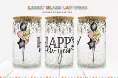 Happy New Year Libbey Glass Sublimation Wrap PNG Product Image 1