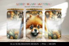 Pomeranian Libbey Glass Can Wrap, Dog Sunflower PNG Product Image 1