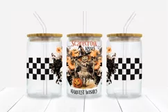 Scarecrow Kisses Halloween 16 oz Glass Can Sublimation Wrap Product Image 1