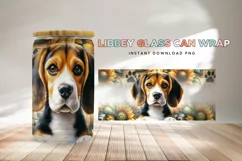 Beagle Libbey Glass Can Wrap, Dog Sunflower PNG Product Image 2