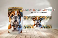 English Bulldog Libbey Glass Can Wrap, Dog Sunflower PNG Product Image 2