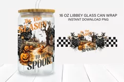 Tis The Season Halloween 16 oz Glass Can Sublimation Wrap Product Image 2