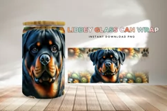 Rottweiler Libbey Glass Can Wrap, Dog Sunflower PNG Product Image 2