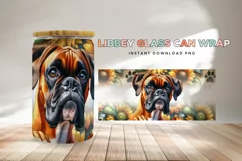 Boxer Libbey Glass Can Wrap, Dog Sunflower PNG Product Image 1