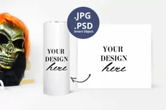 Halloween 20oz Skinny Tumbler Mockup with Wrap Design Sample Product Image 1